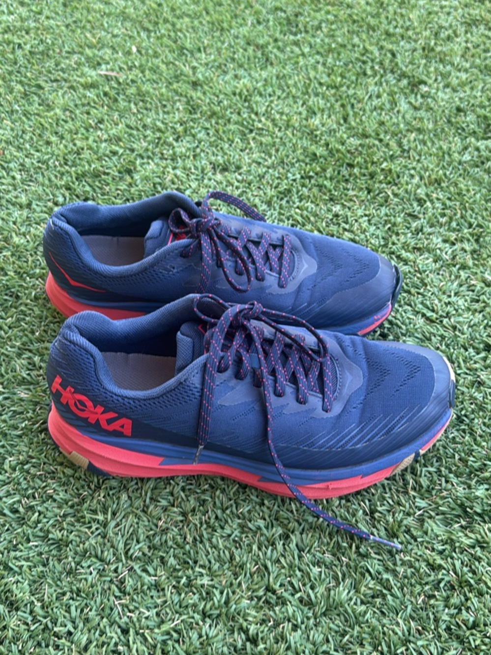 Hoka Men's Navy Blue and Pink Running Shoes
